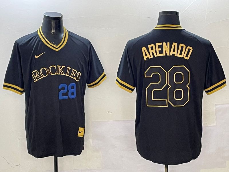 Men Colorado Rockies #28 Arenado Black Gold Game 2025 Nike MLB Jersey style 3->colorado rockies->MLB Jersey